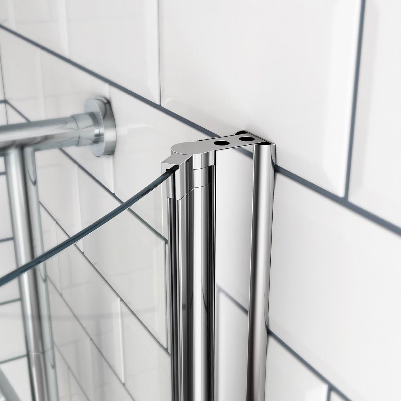 iBathUK Soffra Right Hand P-Shaped Shower Bath, Luxury Acrylic Straight Bathtub with Glass Screen & Matching Front Panel, P Shaped Bath with Screen, 1700mm