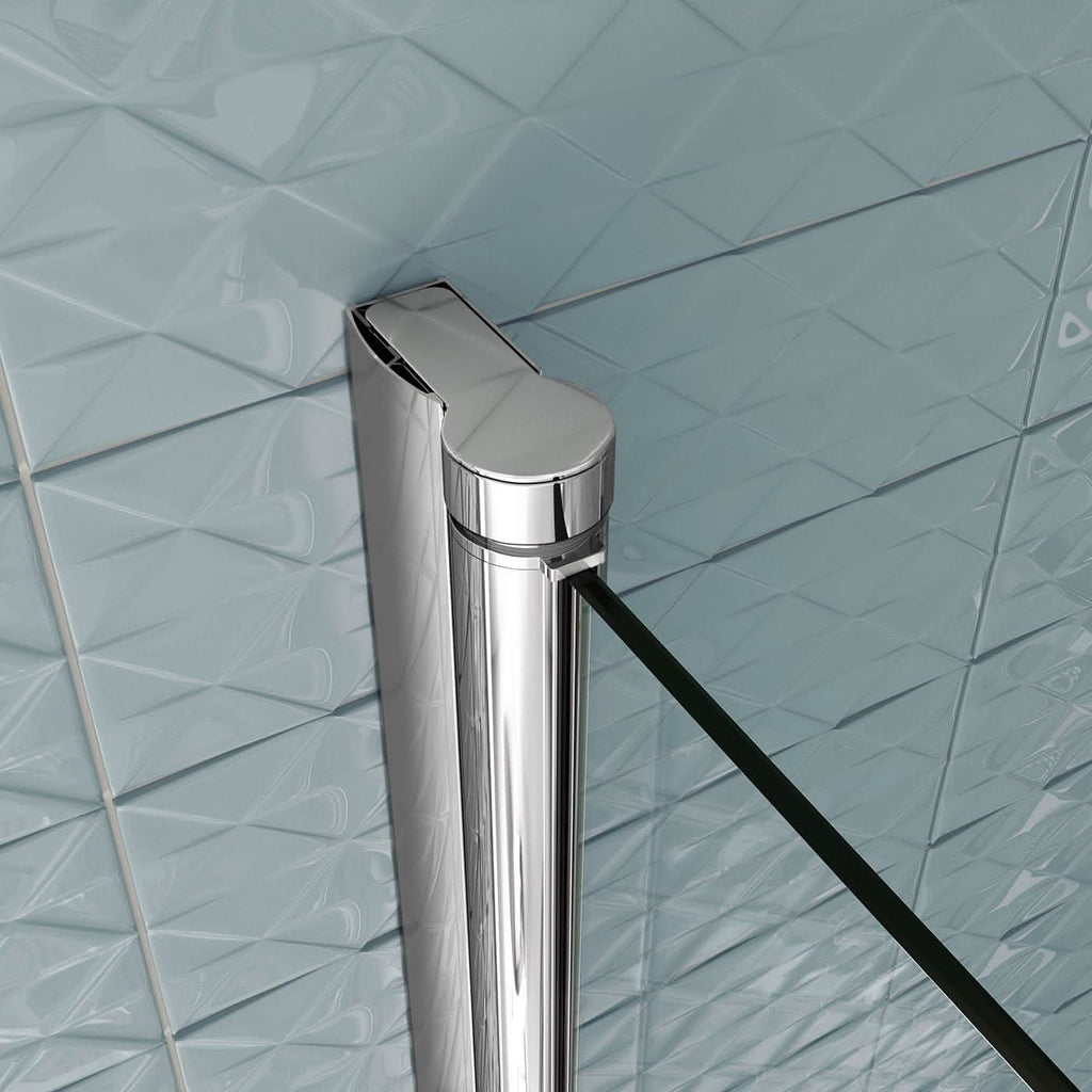 iBathUK Brim Left Hand L-Shaped Shower Bath, Acrylic Bathtub with Glass Screen & Matching Front Panel Bathroom Set, L Shaped Bath Screen, 1700mm