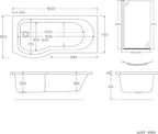 iBathUK Solna P-Shaped Shower Bath Set, Modern Acrylic Bathtub with 6mm Glass Screen, P Shaped Bathtub Panel, Chrome Rail & Matching Front Panel
