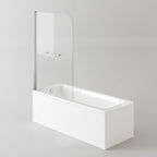 iBathUK Arvon 1700mm Single Ended Straight Bath Modern Acrylic Bathtub with 1000mm Toughened Glass Shower Screen with Rail