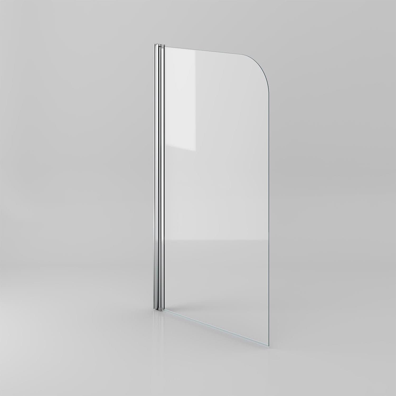 iBathUK Arvon Designer Square Single Ended Bath, Straight Acrylic Bathtub with Toughened Glass Shower Screen, 1600 x 700mm