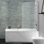 iBathUK Arvon Designer Square Single Ended Bath, Straight Acrylic Bathtub with Toughened Glass Shower Screen, 1600 x 700mm