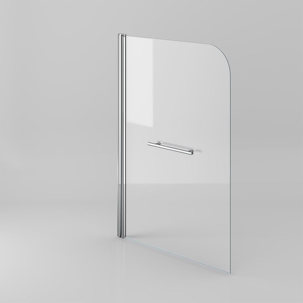 iBathUK Arvon Designer Square Single Ended Bath, Straight Acrylic Bathtub with Shower Screen & Chrome Rail, 1700 x 700mm