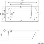 iBathUK Arvon Luxury Single Ended Bath, Compact Straight Acrylic Bathtub with Matching Front Panel for Modern Bathrooms, 1500mm