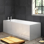 iBathUK Arvon Luxury Single Ended Bath, Compact Straight Acrylic Bathtub with Matching Front Panel for Modern Bathrooms, 1500mm