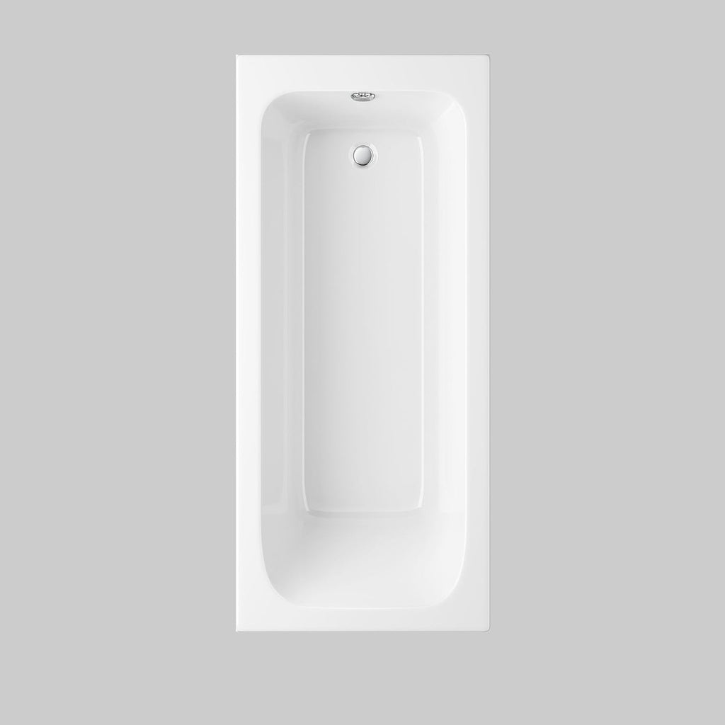 iBathUK Arvon Luxury Single Ended Bath, Compact Straight Bathtub with Toughened Glass Shower Screen & Matching Front Panel, 1500mm