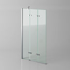 iBathUK Flexa Folding Bath Shower Screen, Left Hand Pivot Glass Door with Space-Saving Modern Design in Chrome Finish, 800mm