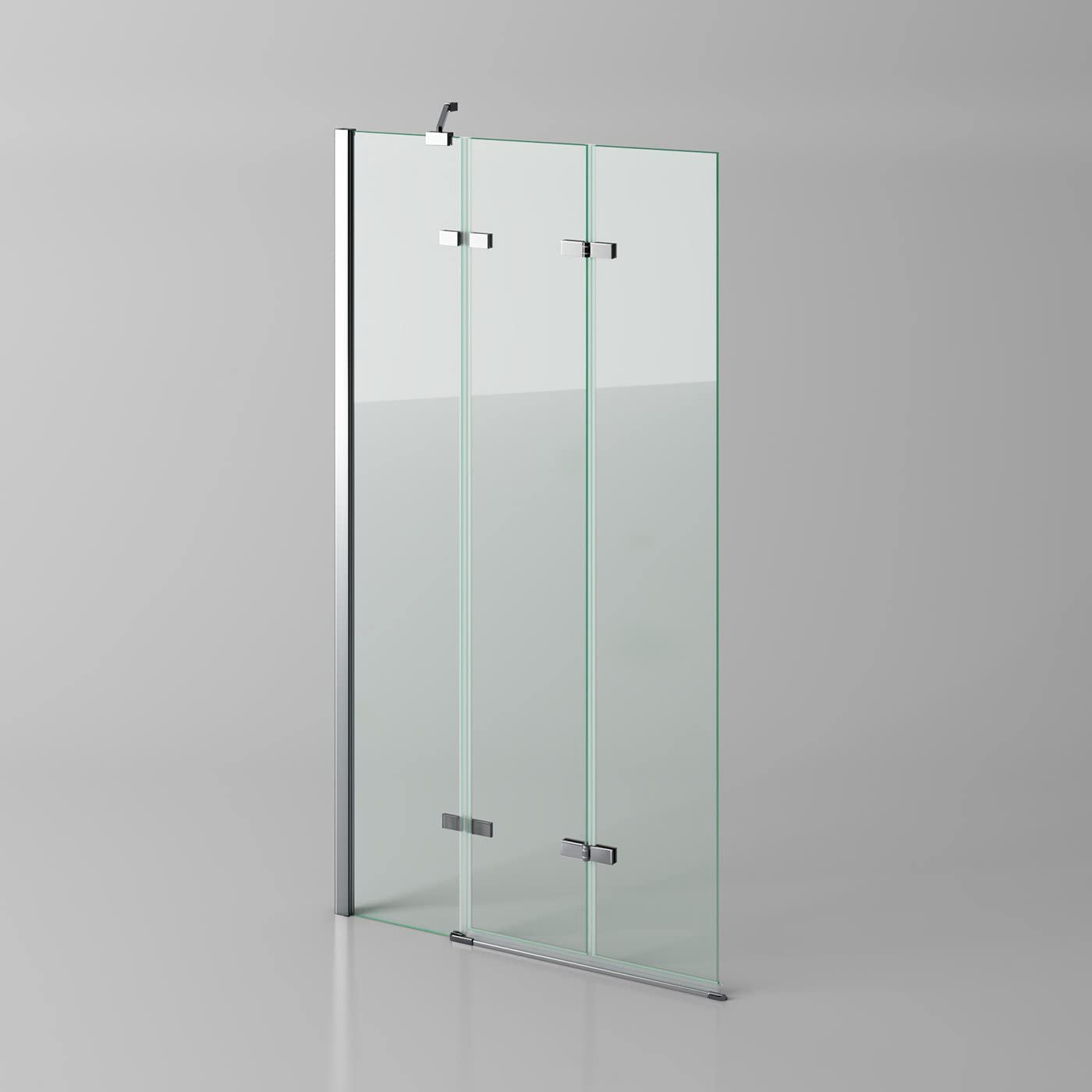 iBathUK Flexa Folding Bath Shower Screen, Left Hand Pivot Glass Door with Space-Saving Modern Design in Chrome Finish, 800mm