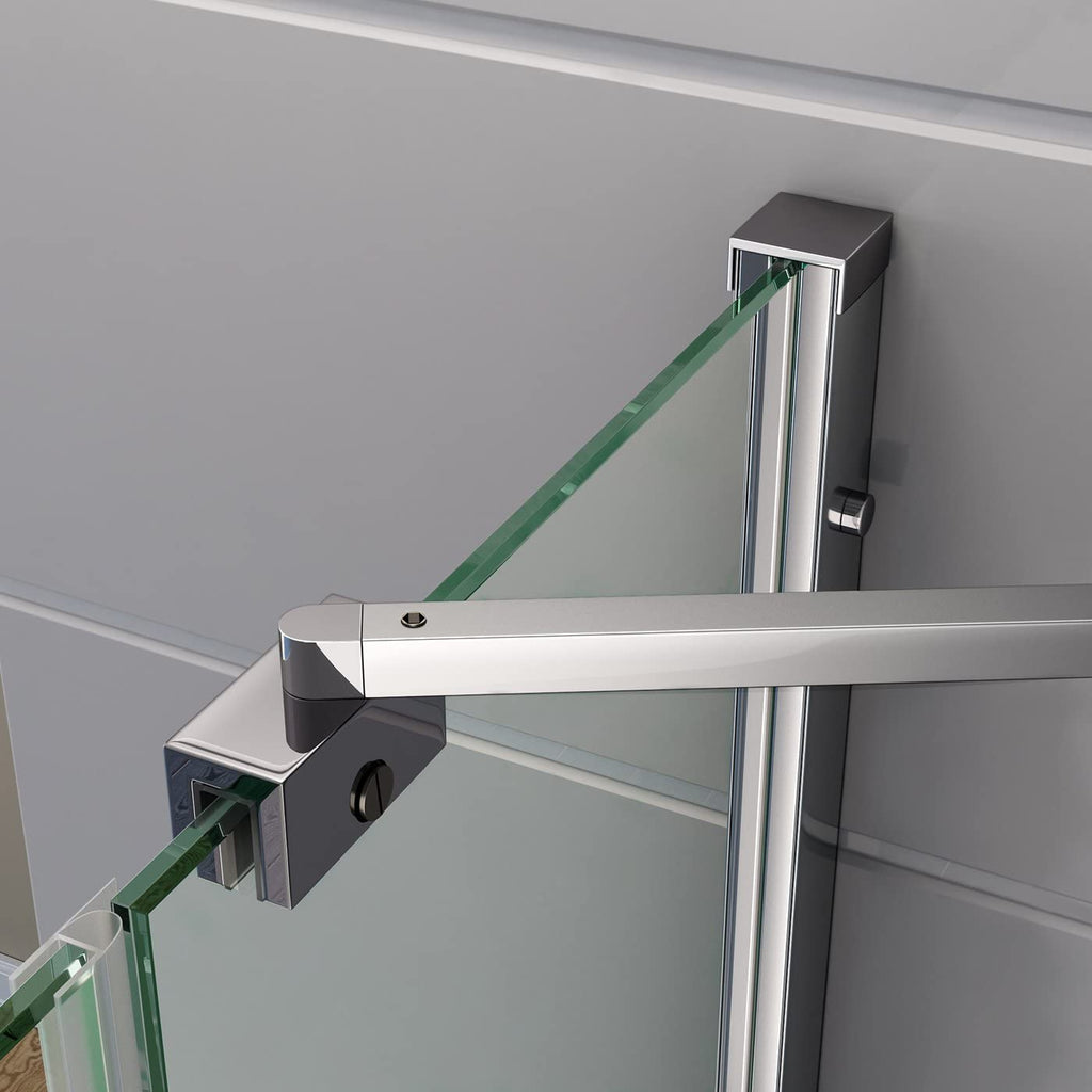 iBathUK Flexa Folding Bath Shower Screen, Left Hand Pivot Glass Door with Space-Saving Modern Design in Chrome Finish, 800mm