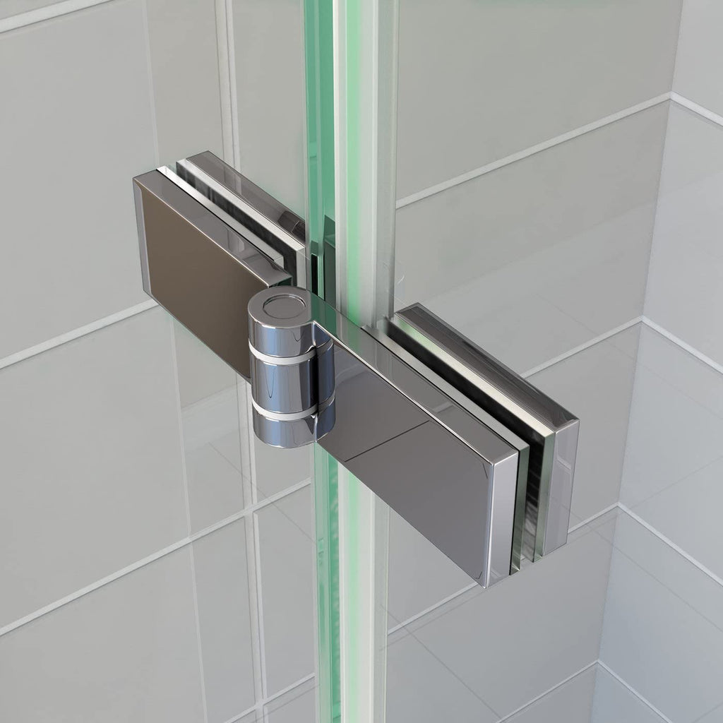 iBathUK Flexa Folding Bath Shower Screen, Left Hand Pivot Glass Door with Space-Saving Modern Design in Chrome Finish, 800mm