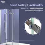 iBathUK Flexa Folding Bath Shower Screen, Left Hand Pivot Glass Door with Space-Saving Modern Design in Chrome Finish, 800mm