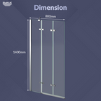 iBathUK Flexa Folding Bath Shower Screen, Left Hand Pivot Glass Door with Space-Saving Modern Design in Chrome Finish, 800mm