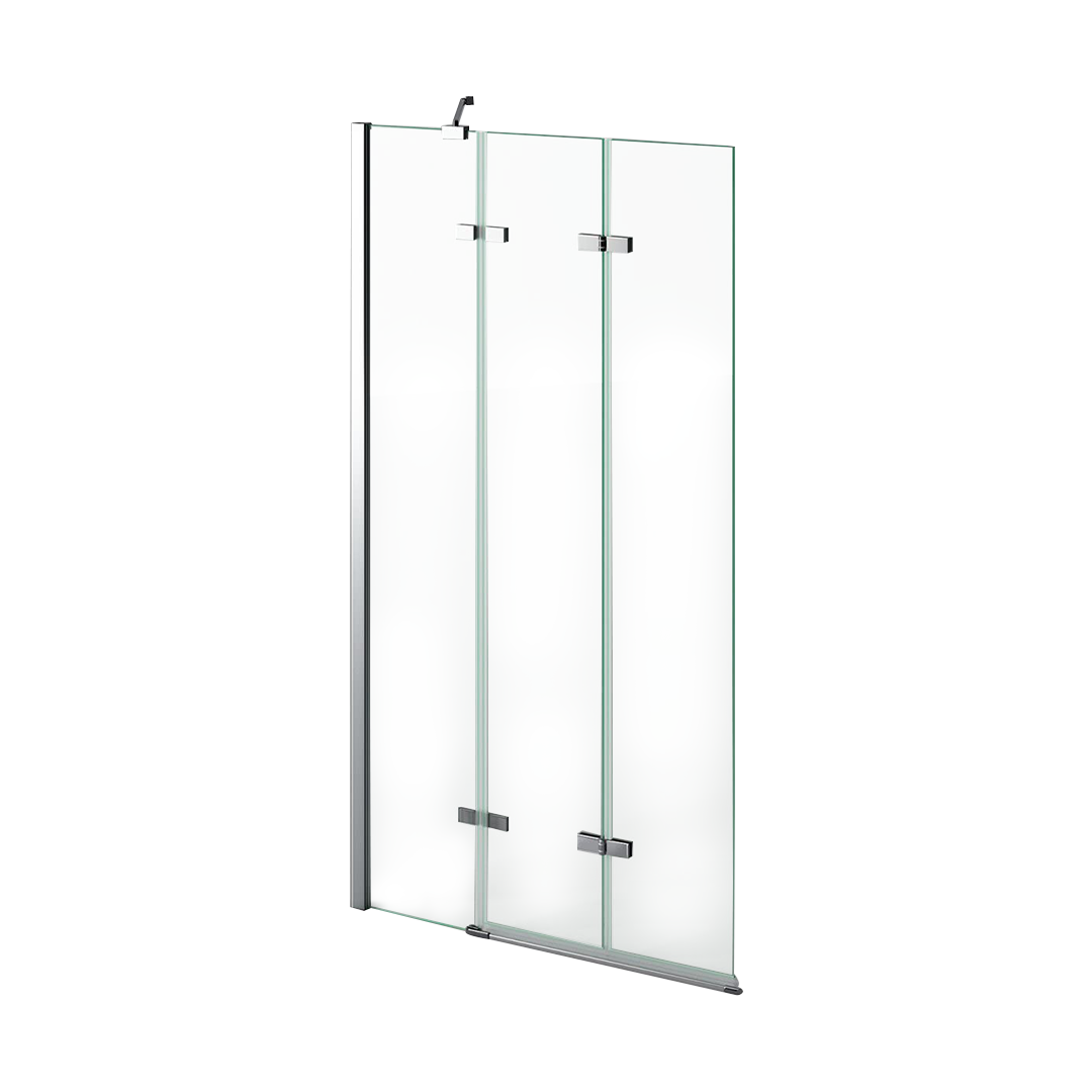 iBathUK Flexa Luxury Folding Bath Shower Screen, Pivot Glass Door Panel, Left Hand, Space-Saving Design, Modern Bath Shower Screen, Chrome, 800mm
