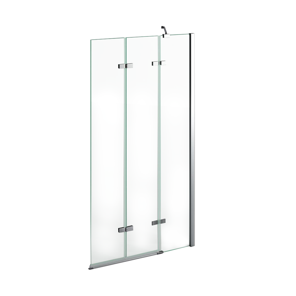iBathUK Flexa Luxury Folding Bath Shower Screen, Pivot Glass Door Panel, Right Hand, Space-Saving Design, Modern Bath Shower Screen, Chrome, 800mm