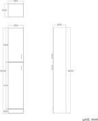 iBathUK Quartz Tall Storage Unit, Slimline Bathroom Storage Unit for Modern Organised Spaces, 350x300 mm