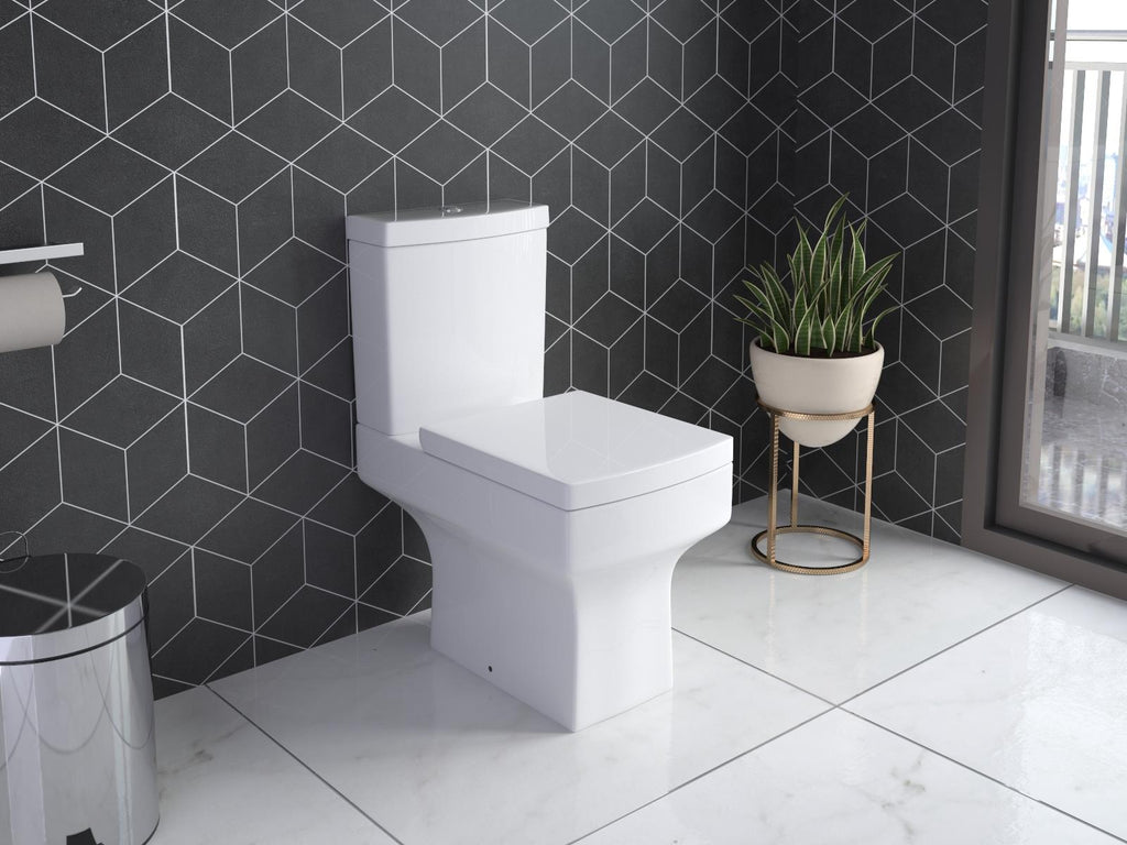 2 Piece Toilet & Basin Set White Vanity Sink Storage Unit Modern Bathroom Suite