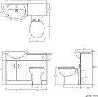 Quartz - 1048 mm White Gloss Vanity Unit Round Toilet Bathroom Sink Storage Furniture