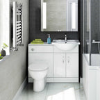 Quartz - 1048 mm White Gloss Vanity Unit Round Toilet Bathroom Sink Storage Furniture