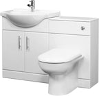 Quartz Modern Bathroom Combination Set - (Toilet, Seat, Vanity Unit and Basin) - Gloss White
