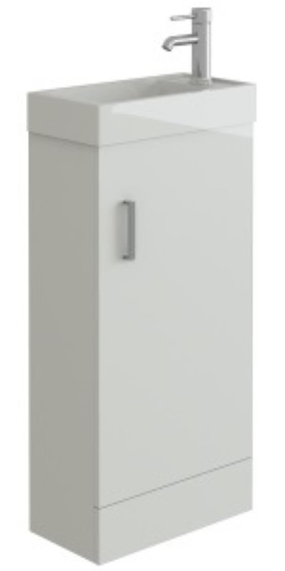 Quartz Toilet & 400mm Slimline Sink Cabinet Cloakroom Set - Gloss White