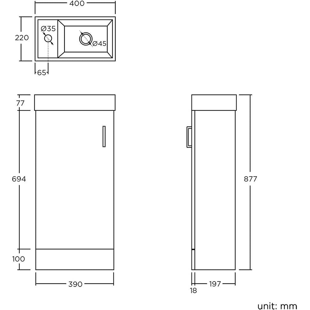 Quartz Toilet & 400mm Slimline Sink Cabinet Cloakroom Set - Gloss White