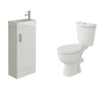 Quartz Toilet & 400mm Slimline Sink Cabinet Cloakroom Set - Gloss White