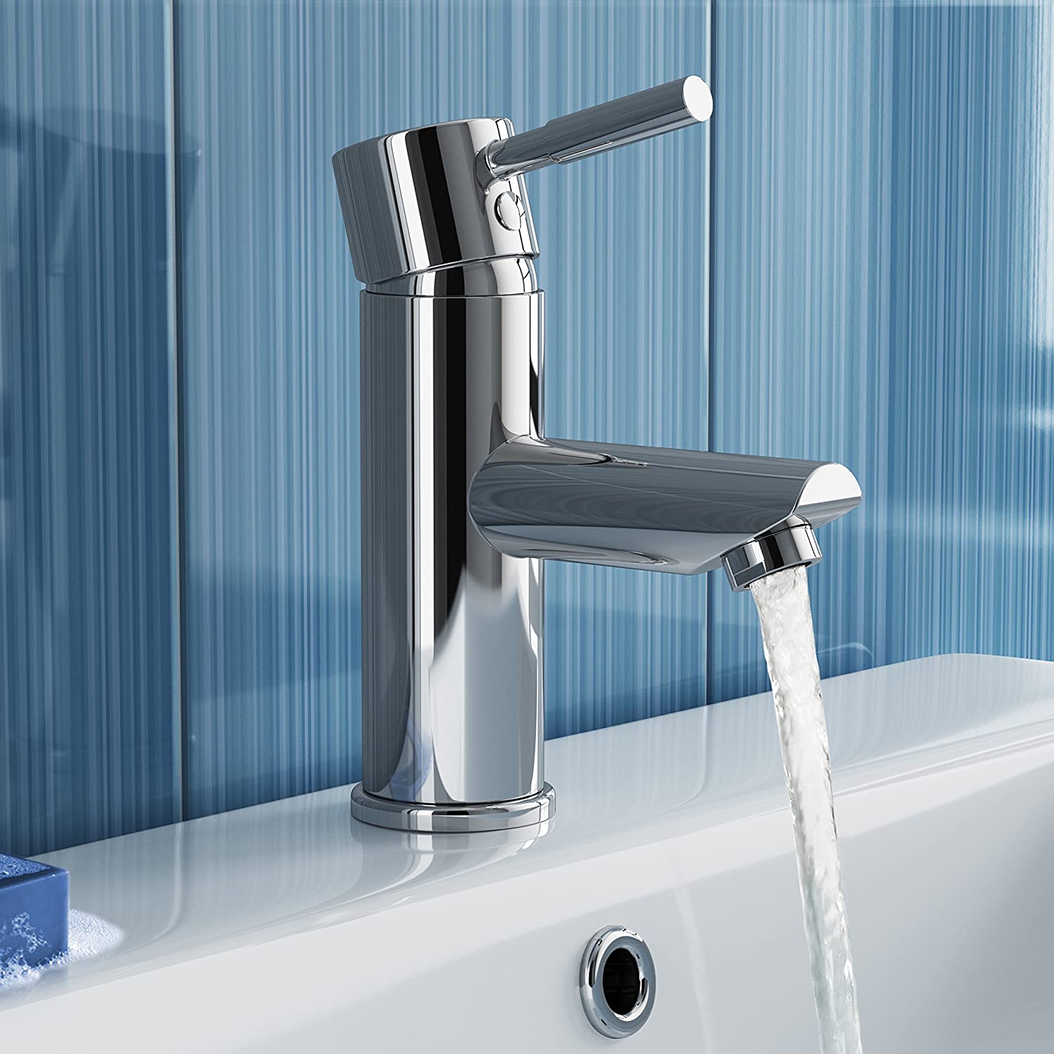 iBathUK Delta Basin Sink Mixer Tap with Bath Filler Tap Set, Coordinated Bathroom Mixer Tap and Bath Filler Tap Combo, Chrome