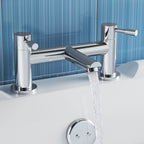 iBathUK Delta Basin Sink Mixer Tap with Bath Filler Tap Set, Coordinated Bathroom Mixer Tap and Bath Filler Tap Combo, Chrome