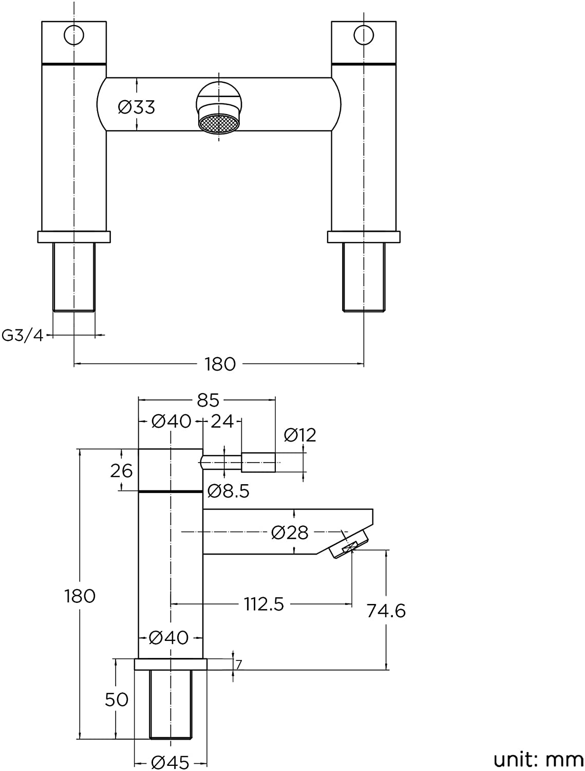 iBathUK Delta Basin Sink Mixer Tap with Bath Filler Tap Set, Coordinated Bathroom Mixer Tap and Bath Filler Tap Combo, Chrome
