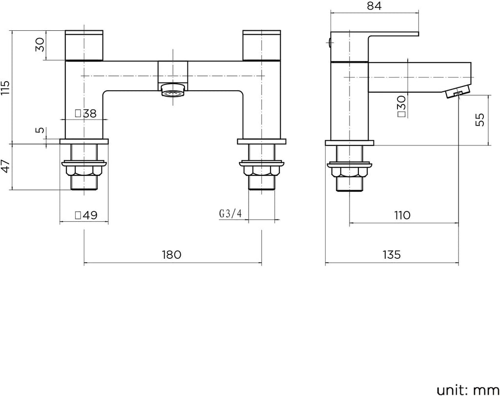 iBathUK Mist Basin Sink Mixer Tap & Bath Filler Bathroom Faucet Set, Coordinated Bathroom Filler Taps with Modern Style and Function, Chrome