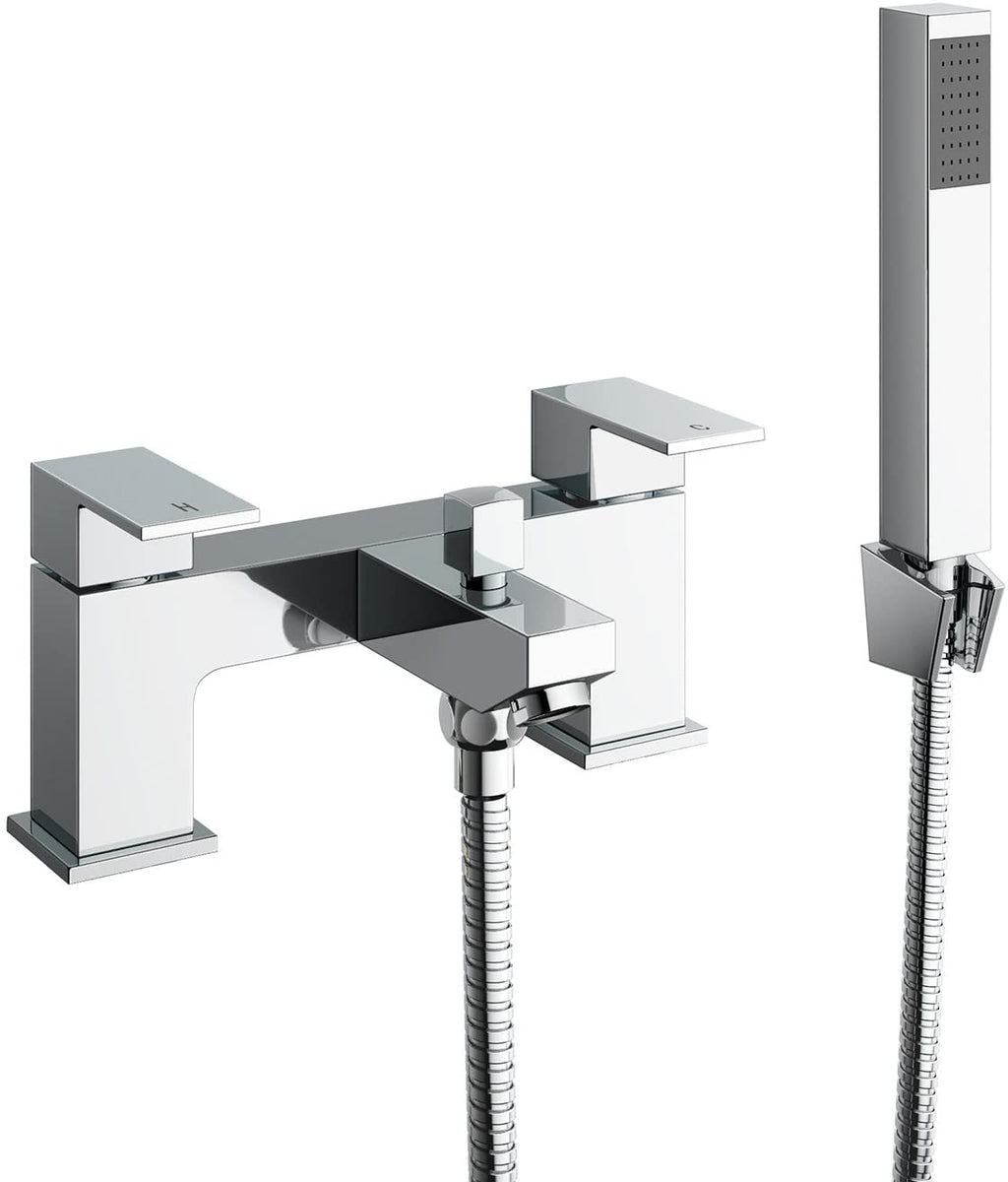 iBathUK Mist Basin Sink Mixer Tap & Bath Filler Hand Held Shower Head Set, Modern Bathroom Filler Taps, Chrome
