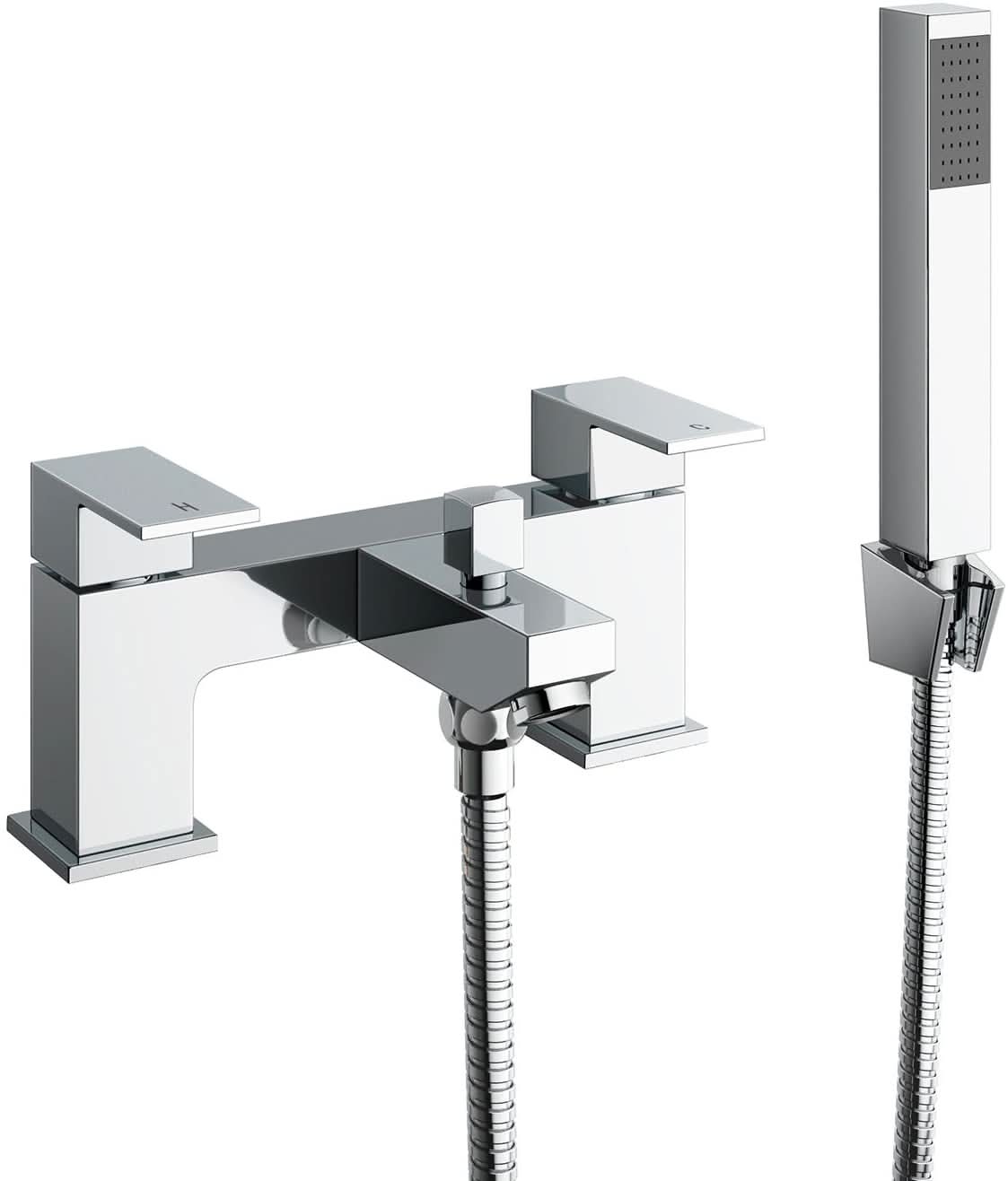 iBathUK Mist Basin Sink Mixer Tap & Bath Filler Hand Held Shower Head Set, Modern Bathroom Filler Taps, Chrome