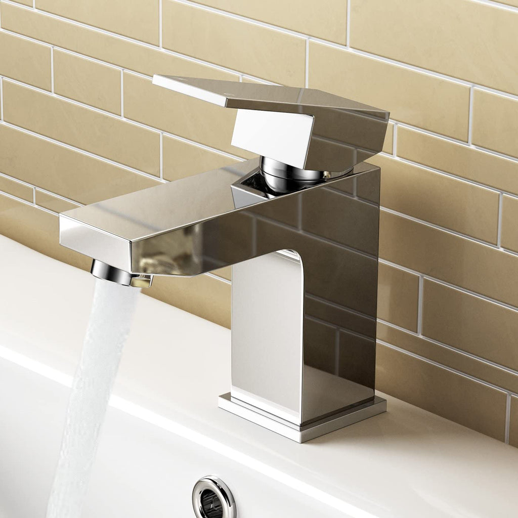 iBathUK Mist Basin Sink Mixer Tap & Bath Filler Hand Held Shower Head Set, Modern Bathroom Filler Taps, Chrome