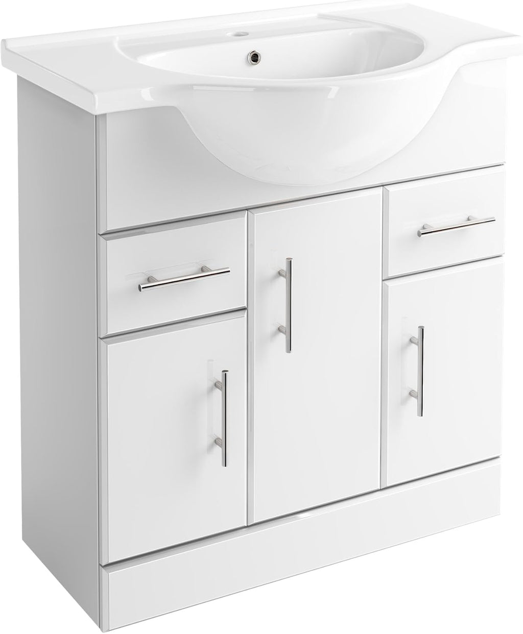2 Piece Toilet & Basin Set Gloss White Vanity Sink Unit Bathroom Furniture Suite
