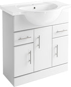 2 Piece Toilet & Basin Set Gloss White Vanity Sink Unit Bathroom Furniture Suite