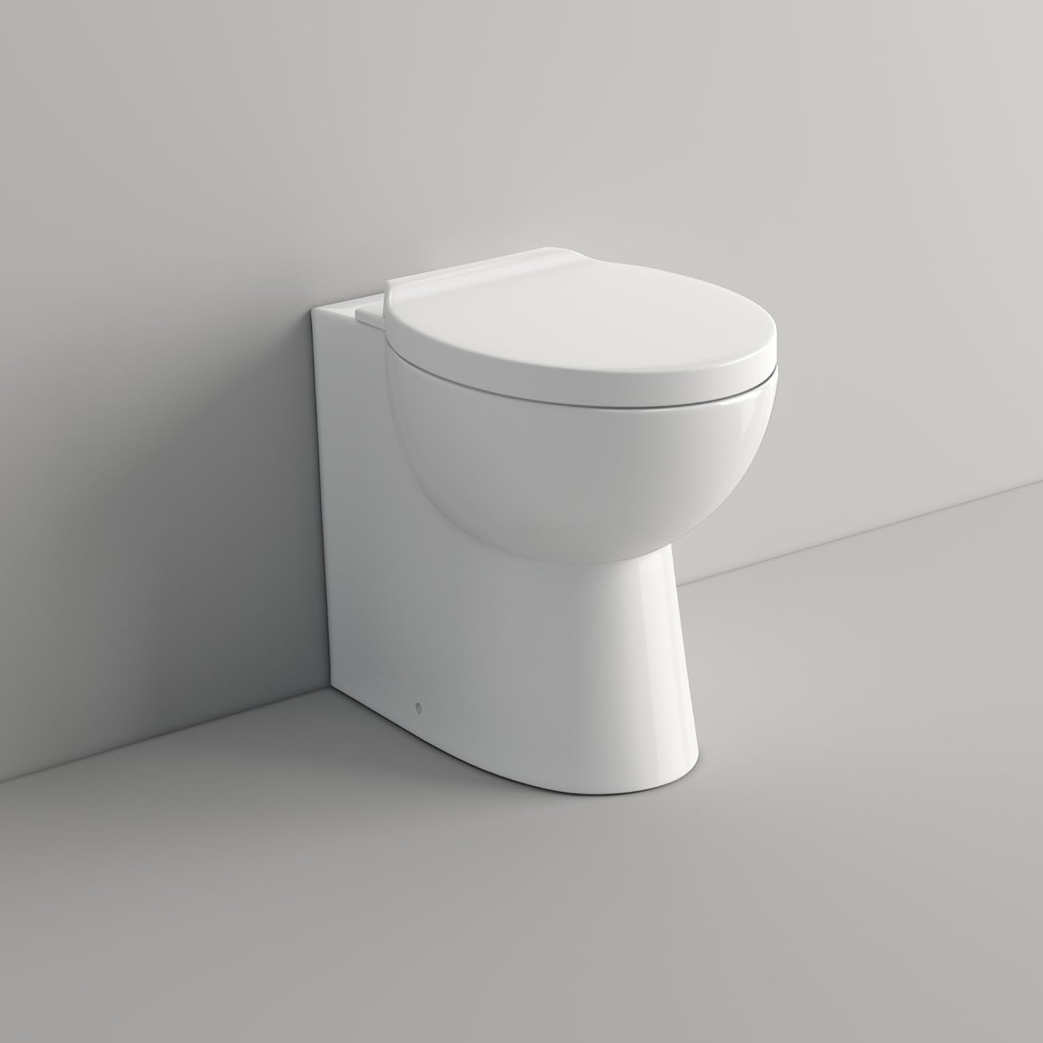 Modern Back to Wall Toilet with Soft Close Seat White Gloss WC Furniture Unit BS2880