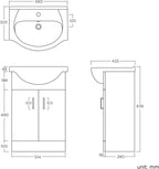 Quartz Toilet & 550mm Sink Cabinet Set - Gloss White