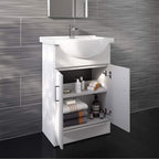 Quartz Toilet & 550mm Sink Cabinet Set - Gloss White