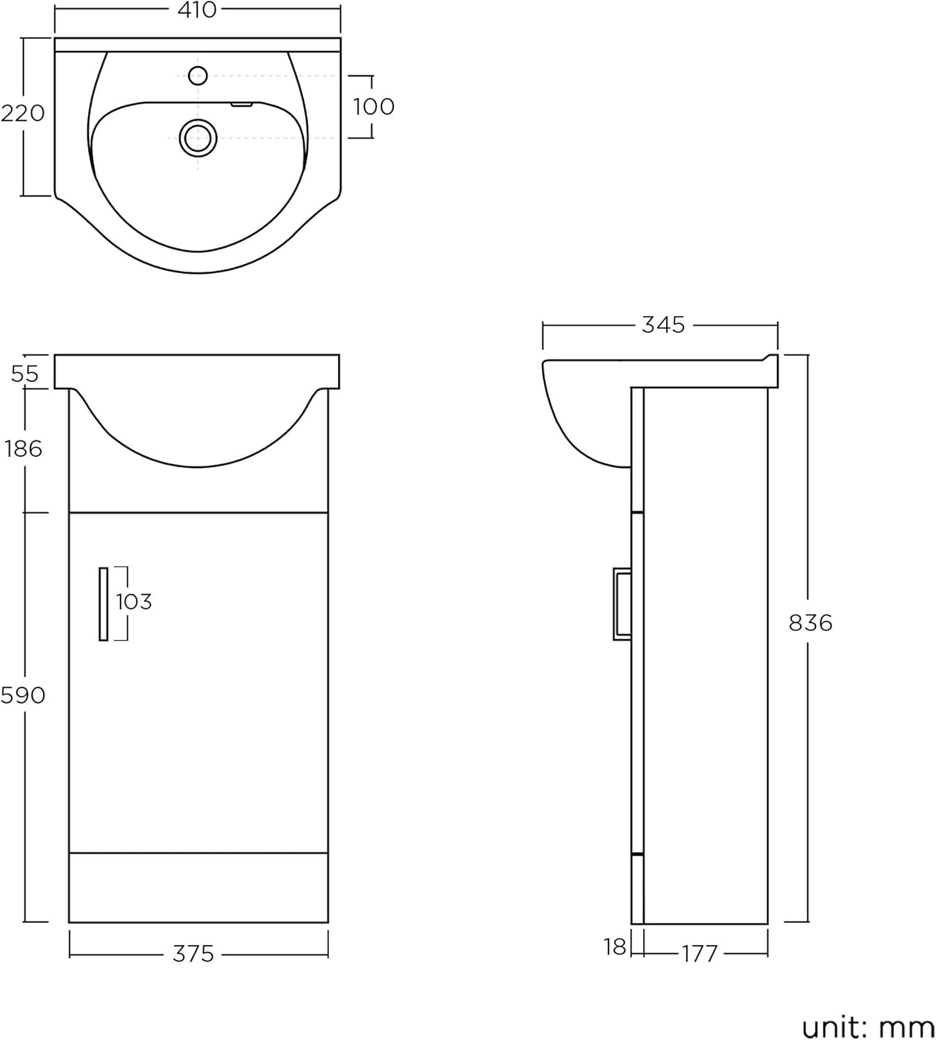 Vanity Unit Furniture Set Cloakroom, Wash Basin Bathroom Sink, Soft Close Toilet Seat, Dual Flush,Quartz Closed Coupled Toilet Set-Gloss White (Flat Pack)