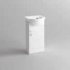 Vanity Unit Furniture Set Cloakroom, Wash Basin Bathroom Sink, Soft Close Toilet Seat, Dual Flush,Quartz Closed Coupled Toilet Set-Gloss White (Flat Pack)