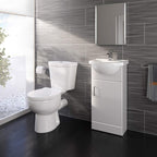 Vanity Unit Furniture Set Cloakroom, Wash Basin Bathroom Sink, Soft Close Toilet Seat, Dual Flush,Quartz Closed Coupled Toilet Set-Gloss White (Flat Pack)