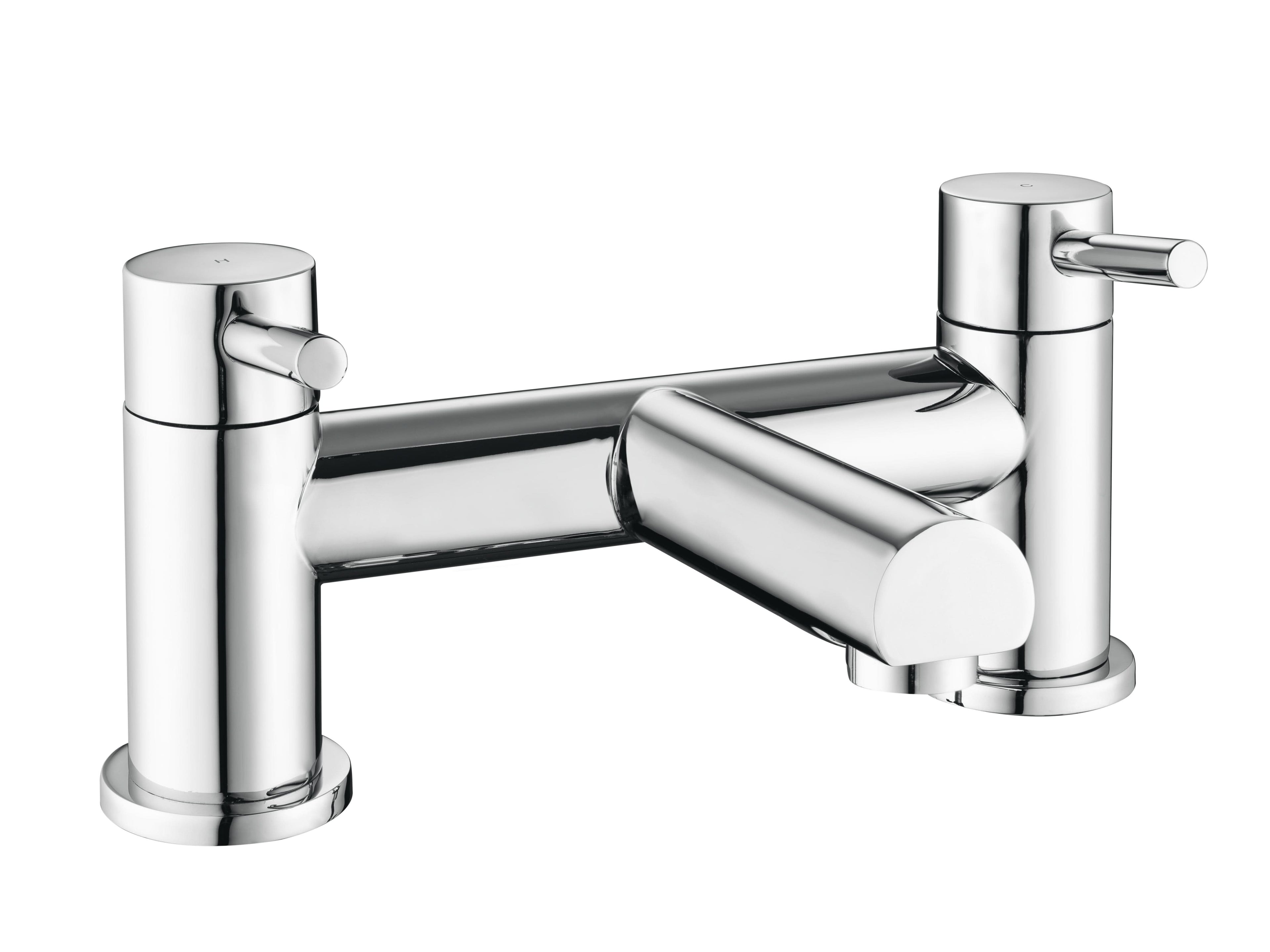 iBathUK Xylen Modern Chrome Bath Filler Mixer Tap, Designer Twin Lever Tub Faucet for Contemporary Bathrooms, Basin with Mixer Tap