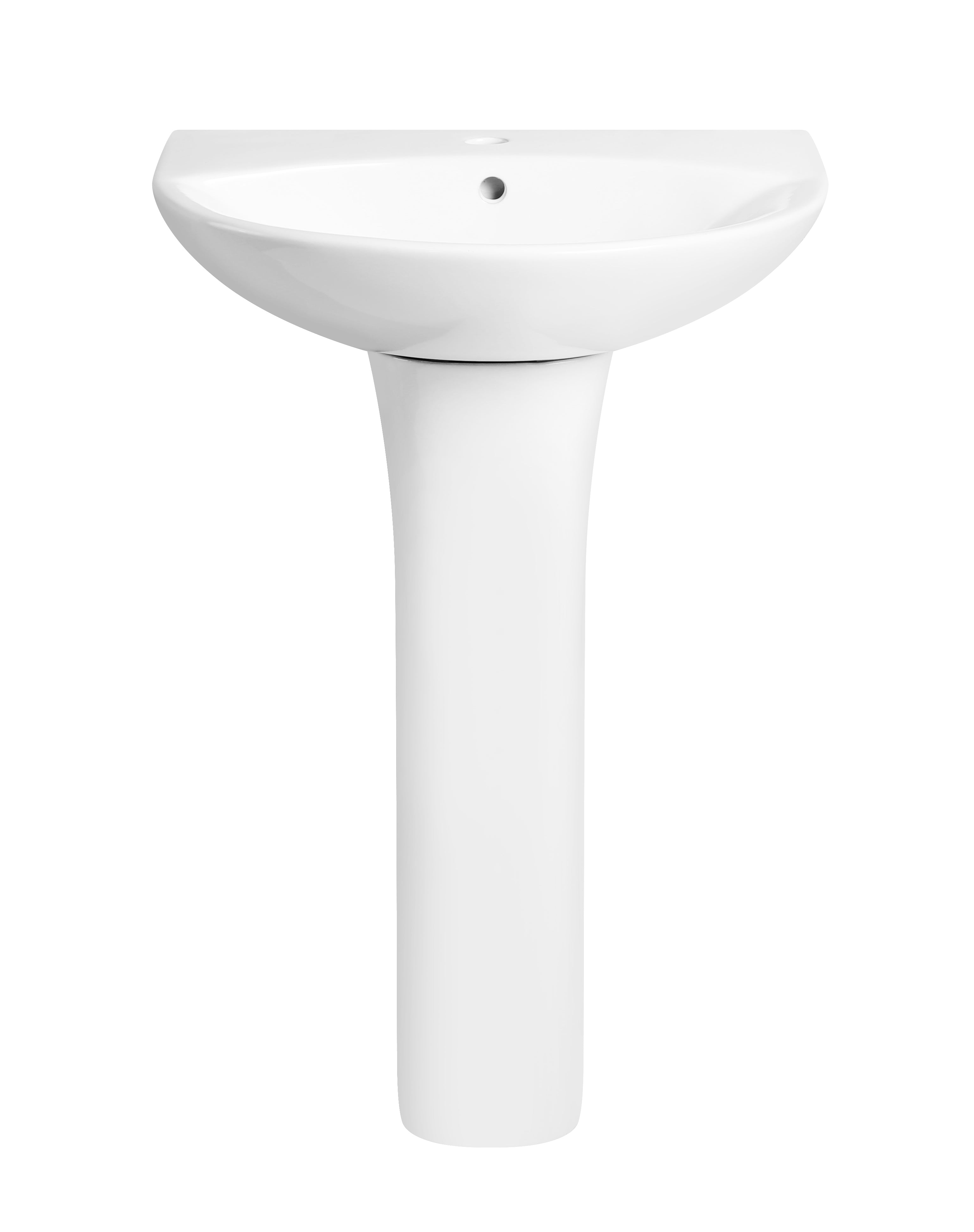 iBathUK Palma Round Bathroom Pedestal Sink, High Gloss White Ceramic Wash Basin with Classic Basin Sink Bowl Design