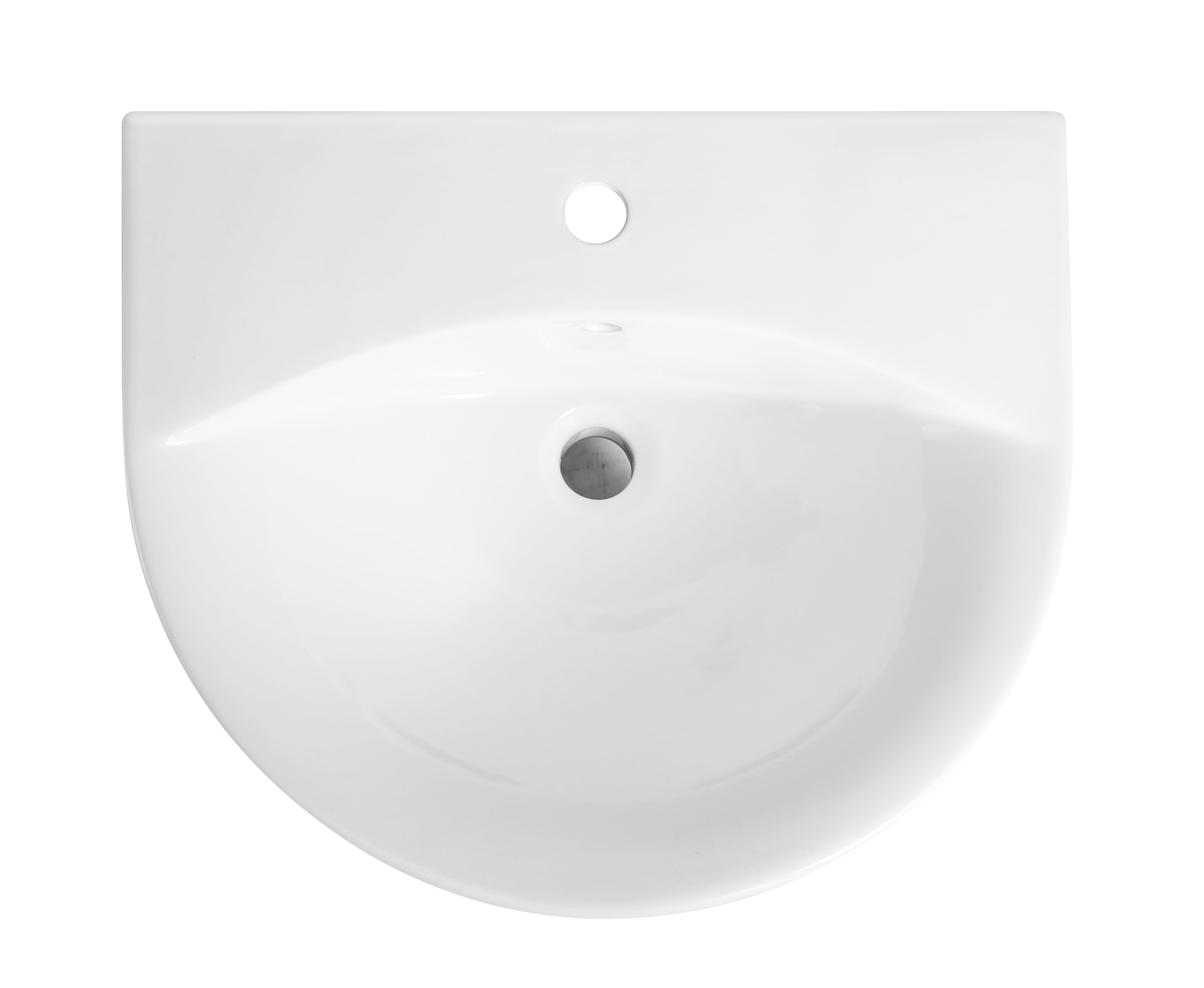 iBathUK Palma Round Bathroom Pedestal Sink, High Gloss White Ceramic Wash Basin with Classic Basin Sink Bowl Design