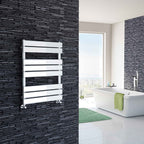 iBathUK Zerith Designer Flat Panel Heated Towel Rail Matt White Slim Single Panel Wall Mounted, High Thermal Output, 800 x 600 mm