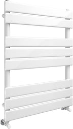 iBathUK Zerith Designer Flat Panel Heated Towel Rail Matt White Slim Single Panel Wall Mounted, High Thermal Output, 800 x 600 mm