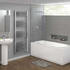 1600 x 600 Curved Heated Towel Rail Chrome Bathroom Radiator NC1600600