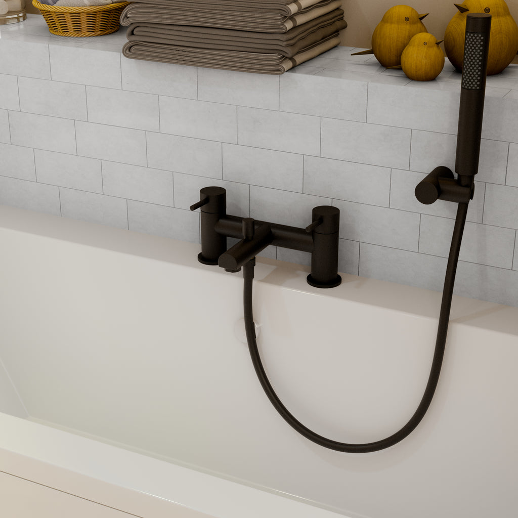 Dixon Round lever Bath Shower Mixer Tap with Kit - Matt Black