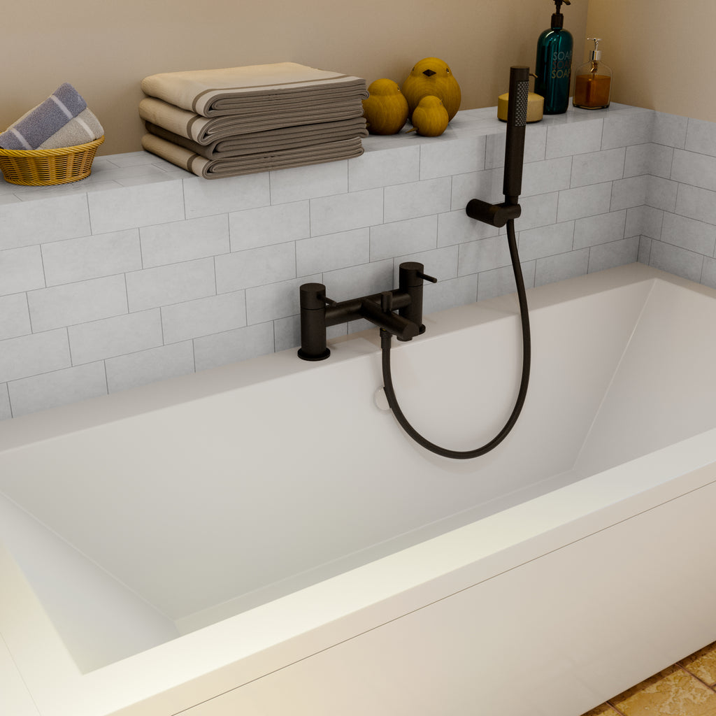 Dixon Round lever Bath Shower Mixer Tap with Kit - Matt Black