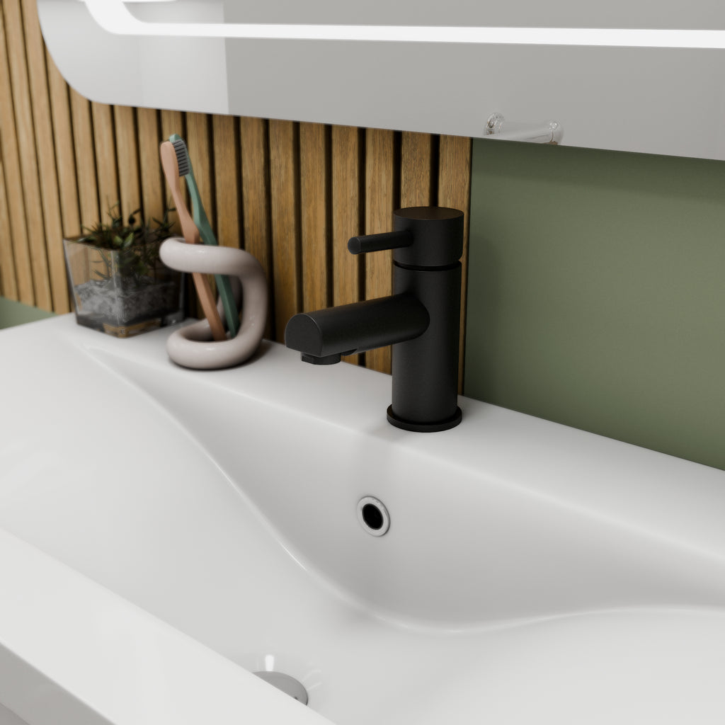 Dixon Round Lever Mono Basin Mixer Tap - Matt Black